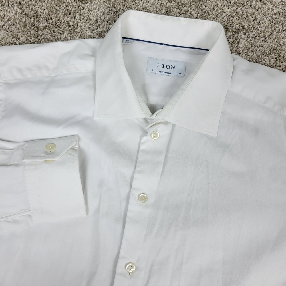 Eton Contemporary Mens 18-46 Solid White Button Up Long Sleeve